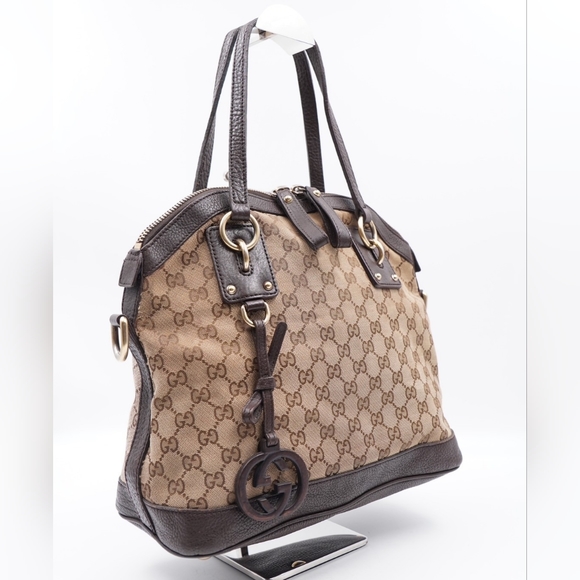 ❌️❌️SOLD ❌️❌️AD10❤️ Gucci GG Canvas and Leather Charm Dome Satchel - Picture 5 of 16